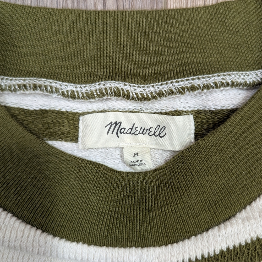 Madewell - Stripe Play Knit Sweater Top - Cream/Olive - Women's Medium - Picture 3 of 7